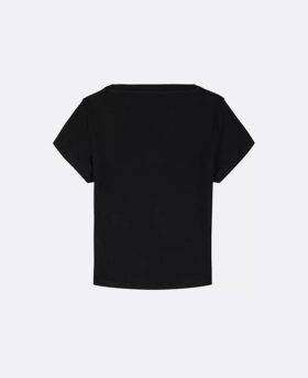 Mädchen-T-Shirt aus gewebtem Monologo-Rippstoff Mädchen-T-Shirt aus gewebtem Monologo-Rippstoff