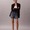 Midi-Denim-Jeansshorts mit hoher Taille Midi-Denim-Jeansshorts mit hoher Taille