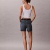 Midi-Denim-Jeansshorts mit hoher Taille Midi-Denim-Jeansshorts mit hoher Taille