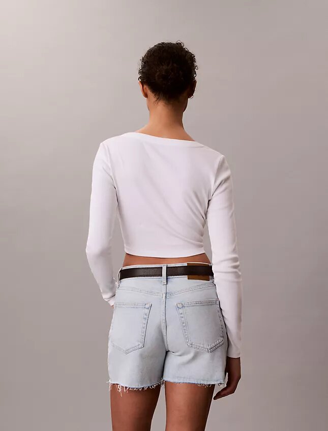 Midi-Denim-Jeansshorts mit hoher Taille Midi-Denim-Jeansshorts mit hoher Taille