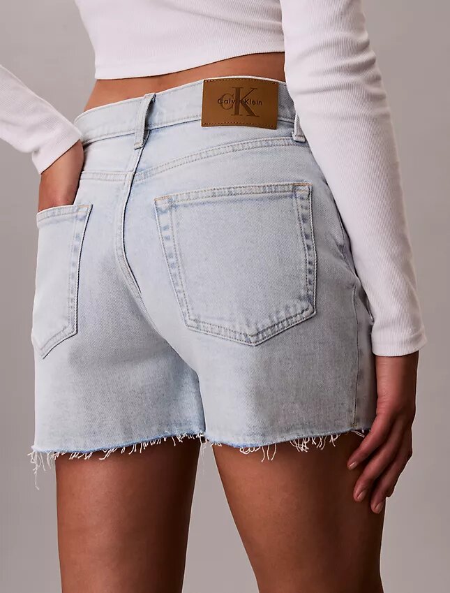 Midi-Denim-Jeansshorts mit hoher Taille Midi-Denim-Jeansshorts mit hoher Taille