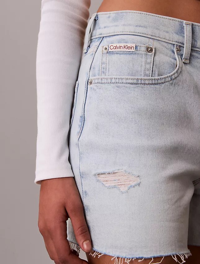 Midi-Denim-Jeansshorts mit hoher Taille Midi-Denim-Jeansshorts mit hoher Taille