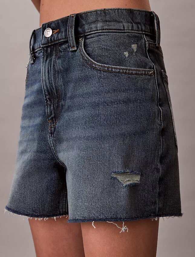 Midi-Denim-Jeansshorts mit hoher Taille Midi-Denim-Jeansshorts mit hoher Taille