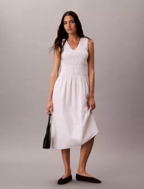 Midi-Kleid aus Baumwollpopeline Midi-Kleid aus Baumwollpopeline
