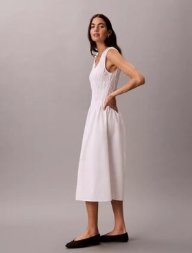 Midi-Kleid aus Baumwollpopeline Midi-Kleid aus Baumwollpopeline