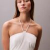 Midi-Kleid aus Baumwolltwill mit Neckholder