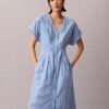 Midi-Kleid aus gestreiftem Baumwollpopeline Midi-Kleid aus gestreiftem Baumwollpopeline