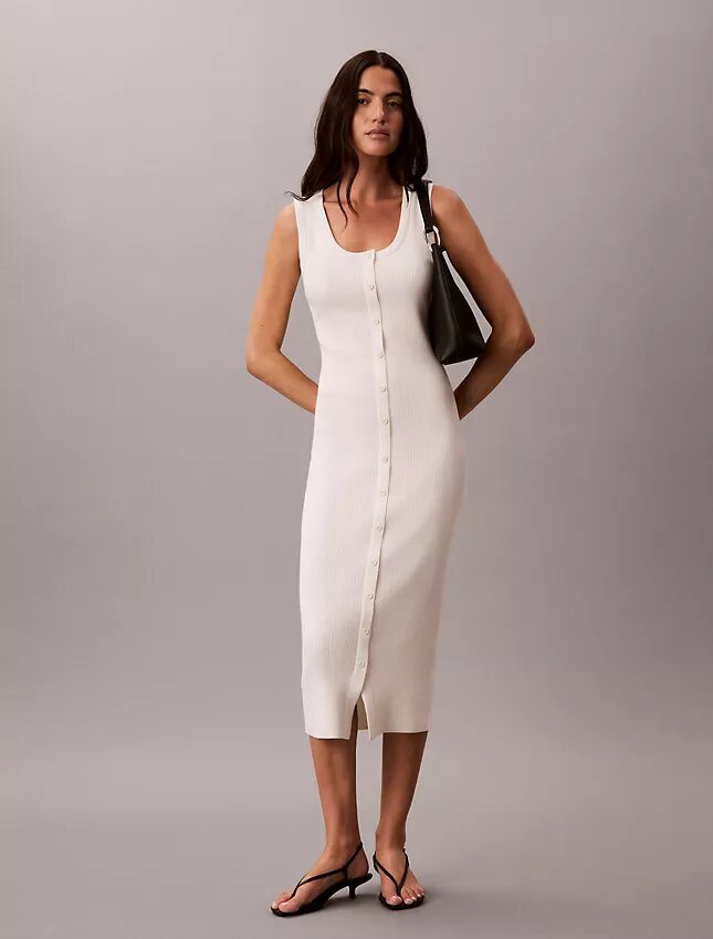 Midi-Kleid aus glatter Baumwolle Midi-Kleid aus glatter Baumwolle
