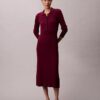 Midi-Kleid aus glatter Baumwollrippe Midi-Kleid aus glatter Baumwollrippe