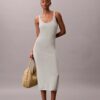 Midi-Kleid aus Leinenmischung mit U-Ausschnitt