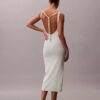 Midi-Kleid aus Leinenmischung mit U-Ausschnitt