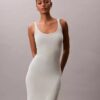 Midi-Kleid aus Leinenmischung mit U-Ausschnitt