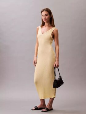 Midi-Kleid aus Viskose-Rippstrick
