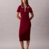 Midi-Kleid mit Colorblock-Besatz