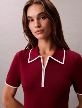 Midi-Kleid mit Colorblock-Besatz