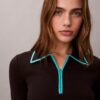 Midi-Kleid mit Colorblock-Besatz