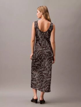 Midi-Kleid mit Crushed-Satin-Print