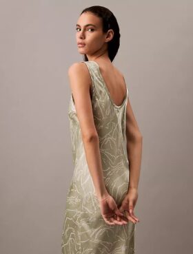 Midi-Kleid mit Crushed-Satin-Print