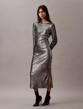 Midi-Kleid mit Pailletten