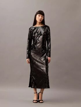 Midi-Kleid mit Pailletten