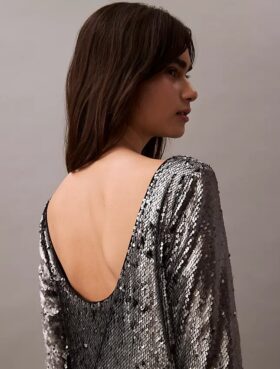 Midi-Kleid mit Pailletten