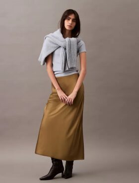 Midi-Rock aus Stretch-Satin