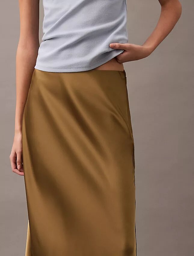 Midi-Rock aus Stretch-Satin Midi-Rock aus Stretch-Satin