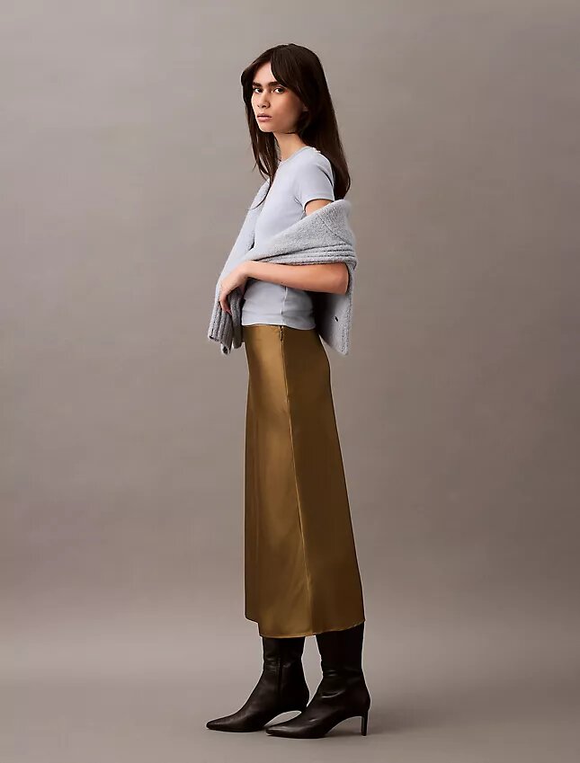 Midi-Rock aus Stretch-Satin Midi-Rock aus Stretch-Satin