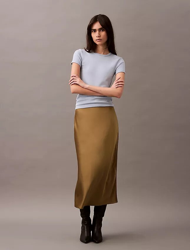 Midi-Rock aus Stretch-Satin Midi-Rock aus Stretch-Satin