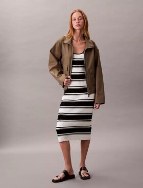 Midi-Tank-Kleid aus geripptem Baumwollstoff