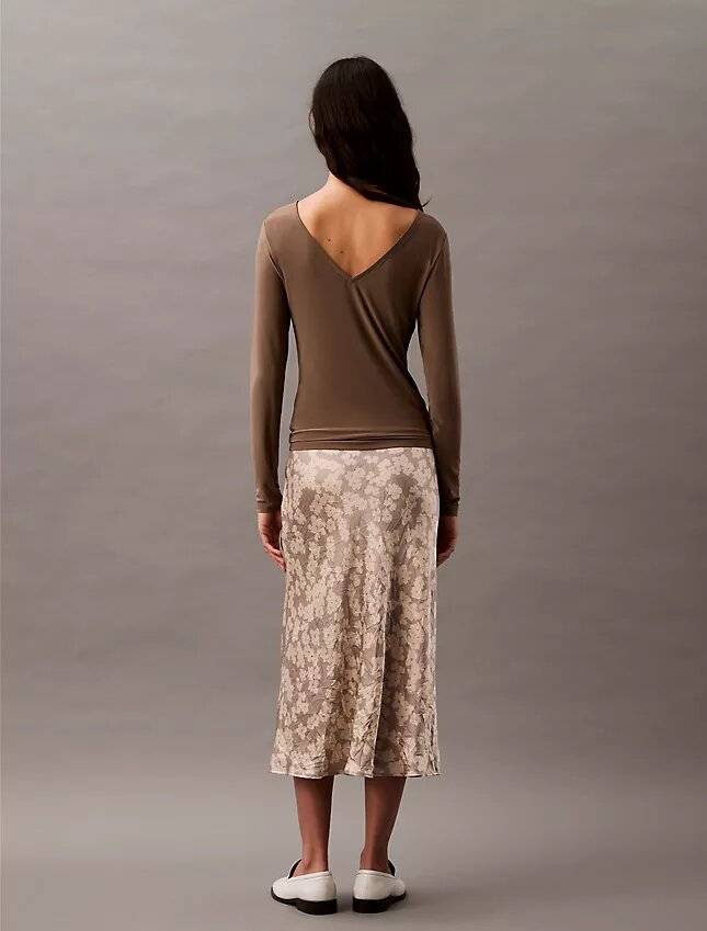 Midirock aus geknittertem Satin mit Print Midirock aus geknittertem Satin mit Print