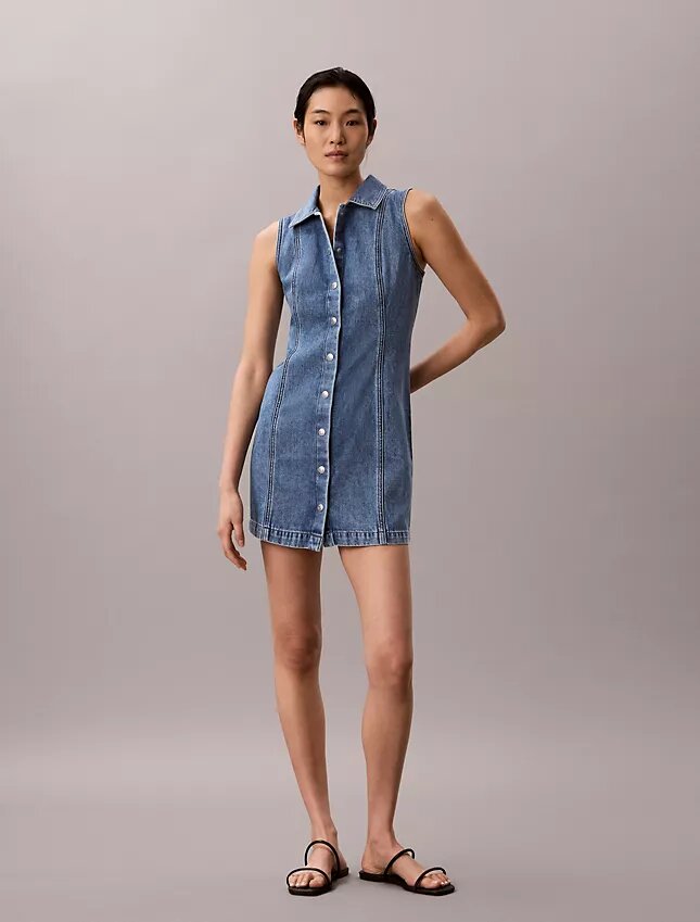 Mini-Kleid mit Denim-Nähten Mini-Kleid mit Denim-Nähten