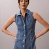 Mini-Kleid mit Denim-Nähten Mini-Kleid mit Denim-Nähten