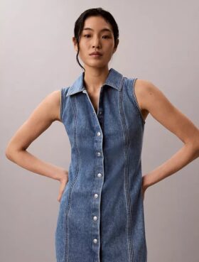 Mini-Kleid mit Denim-Nähten