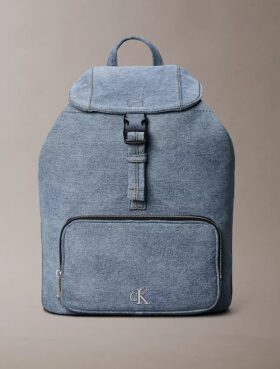 Mini-Rucksack mit Denim-Logo und Klappe