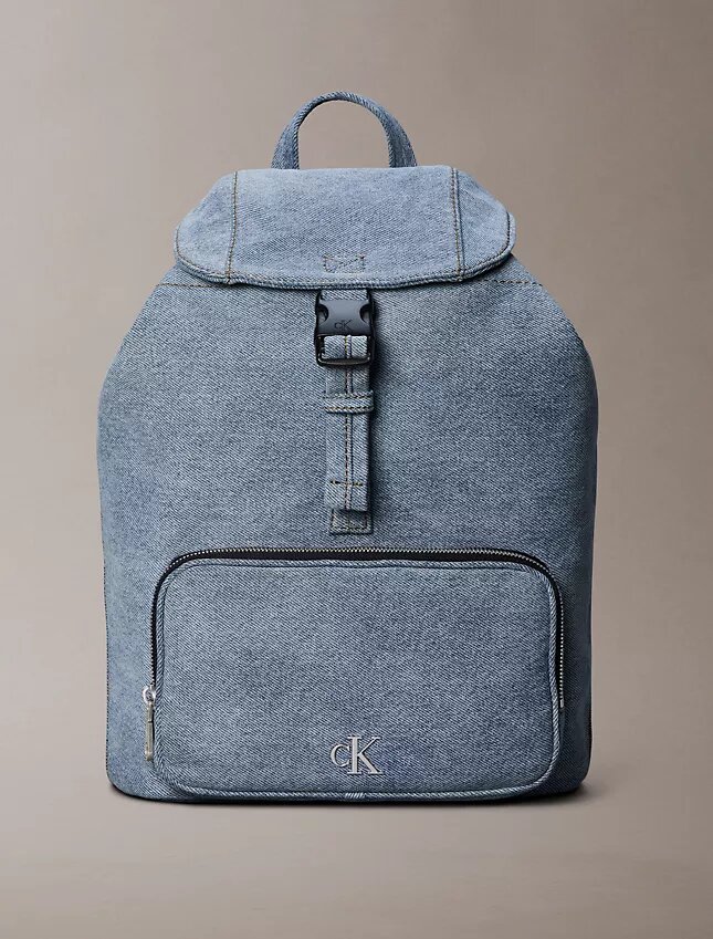 Mini-Rucksack mit Denim-Logo und Klappe Mini-Rucksack mit Denim-Logo und Klappe