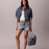 Mini-Rucksack mit Denim-Logo und Klappe Mini-Rucksack mit Denim-Logo und Klappe