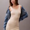 Mini-Tank-Kleid aus Baumwollripp mit Logo-Print