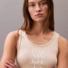 Mini-Tank-Kleid aus Baumwollripp mit Logo-Print