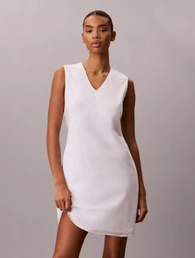 Minikleid aus Baumwollmischung mit V-Ausschnitt Minikleid aus Baumwollmischung mit V-Ausschnitt