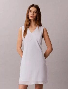 Minikleid aus Baumwollmischung mit V-Ausschnitt Minikleid aus Baumwollmischung mit V-Ausschnitt