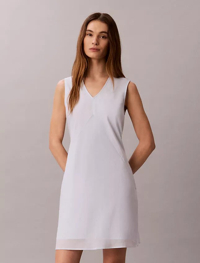 Minikleid aus Baumwollmischung mit V-Ausschnitt Minikleid aus Baumwollmischung mit V-Ausschnitt