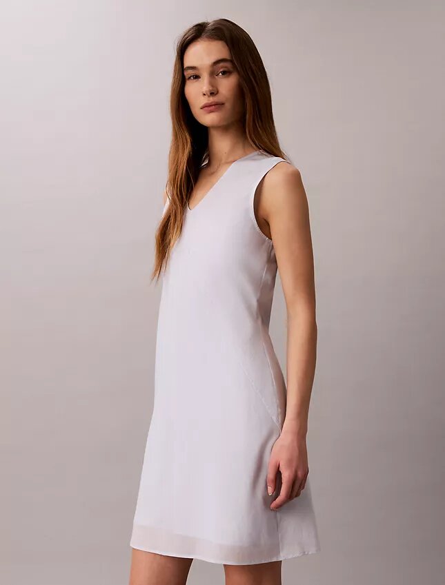 Minikleid aus Baumwollmischung mit V-Ausschnitt Minikleid aus Baumwollmischung mit V-Ausschnitt