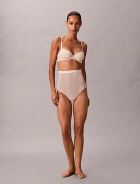 Minimalistischer Mesh-Thong mit hoher Taille