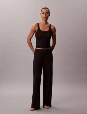Modal-Stretch-Hose mit Drop-Stitch-Muster und weitem Bein Modal-Stretch-Hose mit Drop-Stitch-Muster und weitem Bein