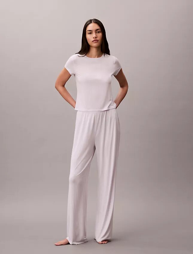 Modal-Stretch-Hose mit Drop-Stitch-Muster und weitem Bein Modal-Stretch-Hose mit Drop-Stitch-Muster und weitem Bein