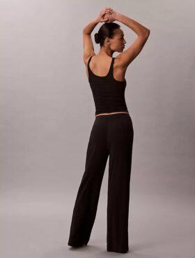 Modal-Stretch-Hose mit Drop-Stitch-Muster und weitem Bein Modal-Stretch-Hose mit Drop-Stitch-Muster und weitem Bein
