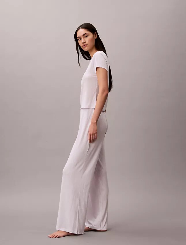 Modal-Stretch-Hose mit Drop-Stitch-Muster und weitem Bein Modal-Stretch-Hose mit Drop-Stitch-Muster und weitem Bein