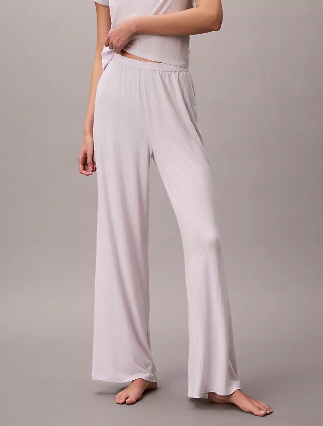 Modal-Stretch-Hose mit Drop-Stitch-Muster und weitem Bein Modal-Stretch-Hose mit Drop-Stitch-Muster und weitem Bein