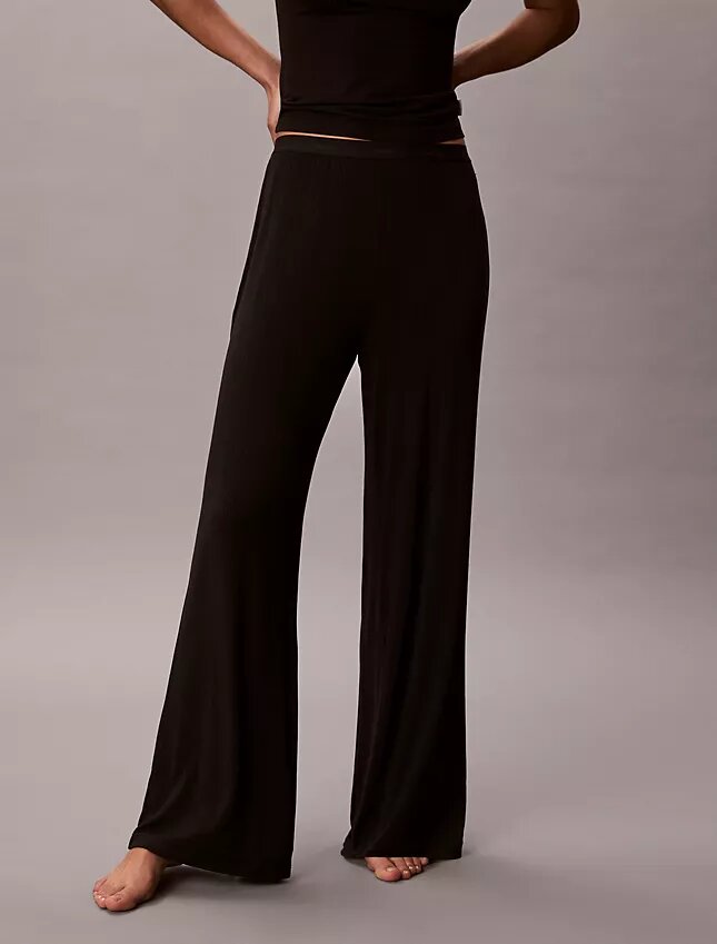 Modal-Stretch-Hose mit Drop-Stitch-Muster und weitem Bein Modal-Stretch-Hose mit Drop-Stitch-Muster und weitem Bein